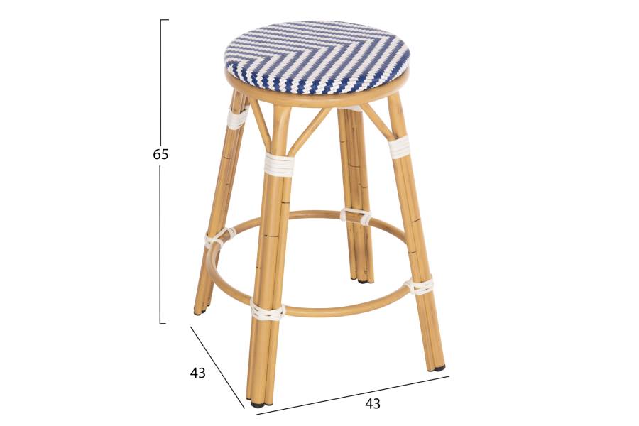 ΣΚΑΜΠΟ ΑΛΟΥΜΙΝΙΟΥ ΜΕΣ.ΥΨΟΥΣ CHINO HM6286.05 BAMBOO LOOK & TEXTILENE ΜΠΛΕ 43x43x65Υεκ