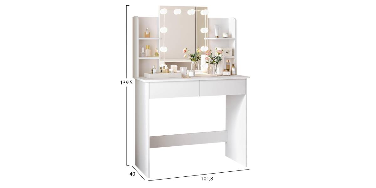ΤΟΥΑΛΕΤΑ ΜΕ ΦΩΤΙΣΜΟ LED-ΡΑΦΙΑ-ΣΥΡΤΑΡΙΑ LAURYN HM2502.03 ΛΕΥΚΟ 108x40x140Υεκ