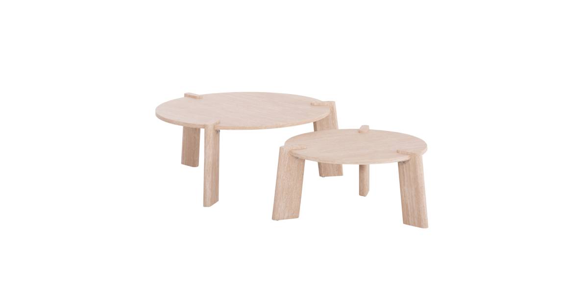 ΣΕΤ 2ΤΜΧ ΤΡΑΠΕΖΙΑ ΣΑΛΟΝΙΟΥ EQUIL HM9943.01 MDF ΜΕ ΜΕΛΑΜΙΝΗ-ΦΥΣΙΚΟ 66x66εκ + 87x87εκ