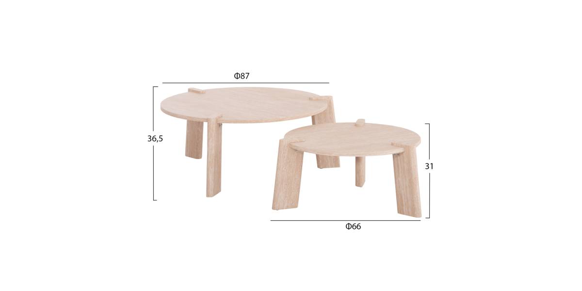 ΣΕΤ 2ΤΜΧ ΤΡΑΠΕΖΙΑ ΣΑΛΟΝΙΟΥ EQUIL HM9943.01 MDF ΜΕ ΜΕΛΑΜΙΝΗ-ΦΥΣΙΚΟ 66x66εκ + 87x87εκ