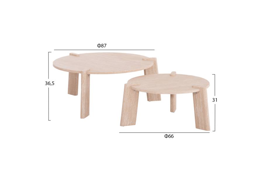 ΣΕΤ 2ΤΜΧ ΤΡΑΠΕΖΙΑ ΣΑΛΟΝΙΟΥ EQUIL HM9943.01 MDF ΜΕ ΜΕΛΑΜΙΝΗ-ΦΥΣΙΚΟ 66x66εκ + 87x87εκ