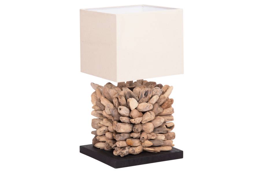 ΕΠΙΤΡΑΠΕΖΙΟ ΦΩΤΙΣΤΙΚΟ ΣΧΗΜΑ ΚΥΒΟΥ TWIGGY HM4425 DRIFTWOOD & ΛΕΥΚΟ ΚΑΠΕΛΟ 24x24x46Υεκ