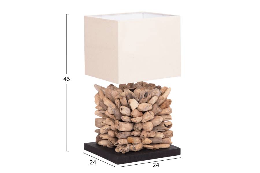 ΕΠΙΤΡΑΠΕΖΙΟ ΦΩΤΙΣΤΙΚΟ ΣΧΗΜΑ ΚΥΒΟΥ TWIGGY HM4425 DRIFTWOOD & ΛΕΥΚΟ ΚΑΠΕΛΟ 24x24x46Υεκ