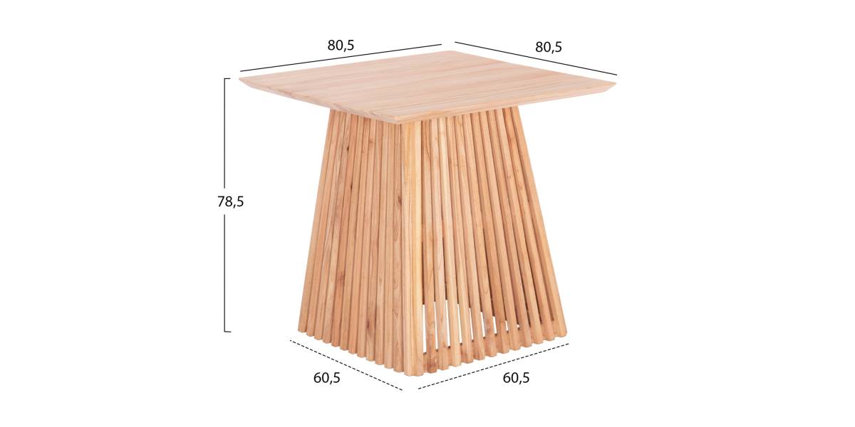 ΤΡΑΠΕΖΙ ΤΡΑΠΕΖΑΡΙΑΣ ΤΕΤΡΑΓΩΝΟ FRANTZ HM9458.01 ΜΑΣΙΦ MINDI ΞΥΛΟ 80,5x80,5x78,5Yεκ.