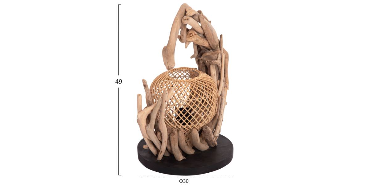 ΕΠΙΤΡΑΠΕΖΙΟ ΔΙΑΚΟΣΜΗΤΙΚΟ ΦΩΤΙΣΤΙΚΟ ASHIN HM4438 DRIFTWOOD--RATTAN 30x30x49Υεκ.