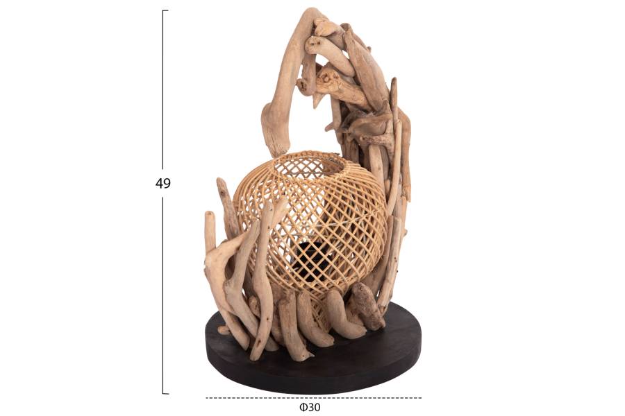 ΕΠΙΤΡΑΠΕΖΙΟ ΔΙΑΚΟΣΜΗΤΙΚΟ ΦΩΤΙΣΤΙΚΟ ASHIN HM4438 DRIFTWOOD--RATTAN 30x30x49Υεκ.
