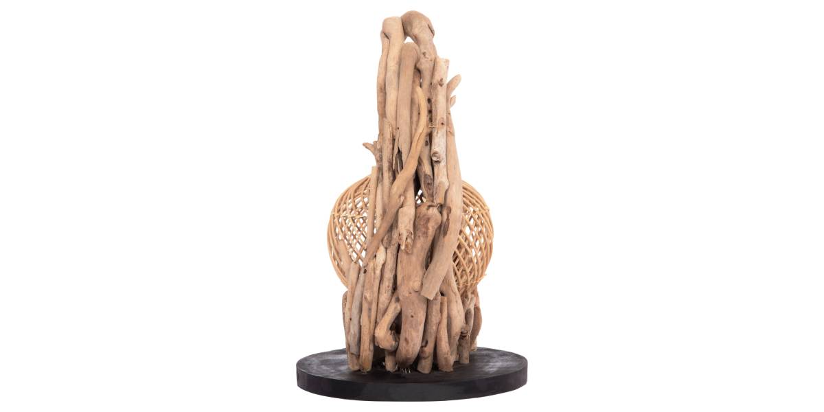 ΕΠΙΤΡΑΠΕΖΙΟ ΔΙΑΚΟΣΜΗΤΙΚΟ ΦΩΤΙΣΤΙΚΟ ASHIN HM4438 DRIFTWOOD--RATTAN 30x30x49Υεκ.