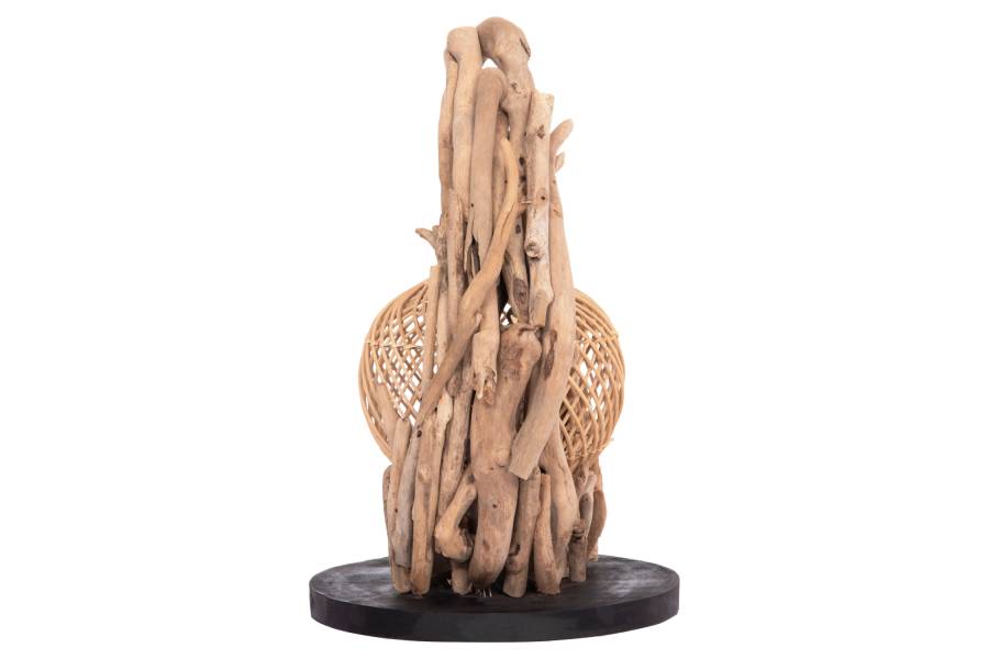 ΕΠΙΤΡΑΠΕΖΙΟ ΔΙΑΚΟΣΜΗΤΙΚΟ ΦΩΤΙΣΤΙΚΟ ASHIN HM4438 DRIFTWOOD--RATTAN 30x30x49Υεκ.