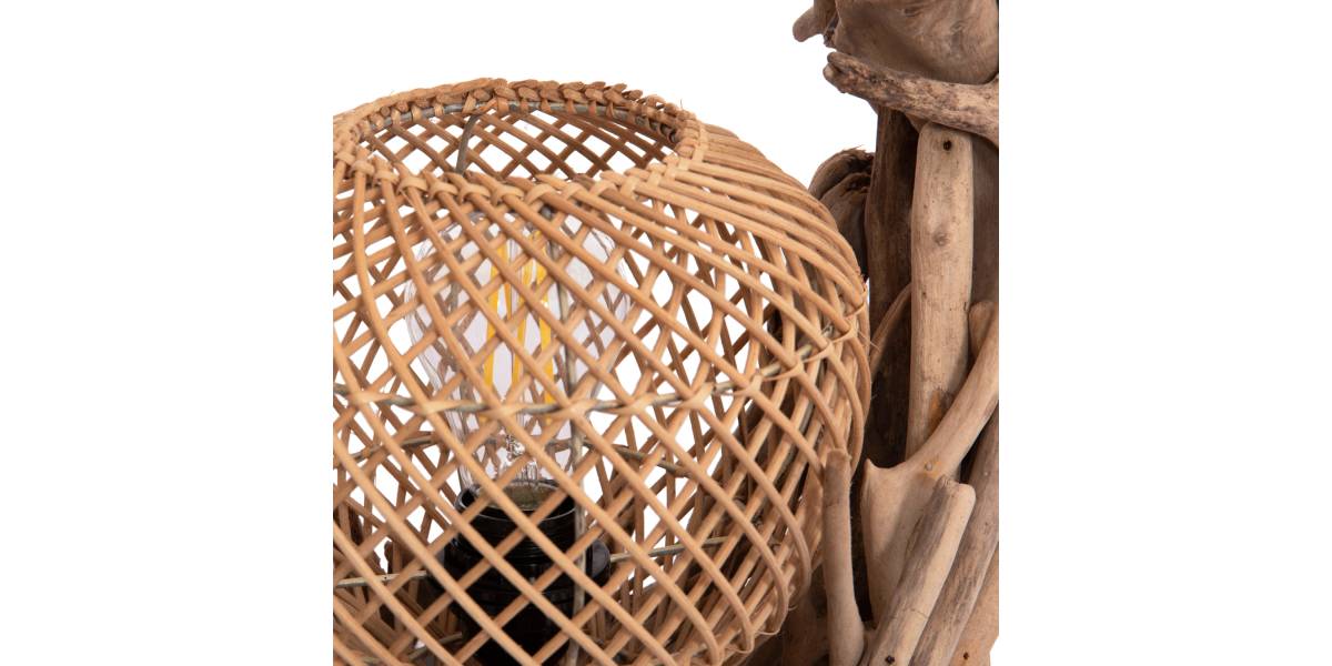 ΕΠΙΤΡΑΠΕΖΙΟ ΔΙΑΚΟΣΜΗΤΙΚΟ ΦΩΤΙΣΤΙΚΟ ASHIN HM4438 DRIFTWOOD--RATTAN 30x30x49Υεκ.