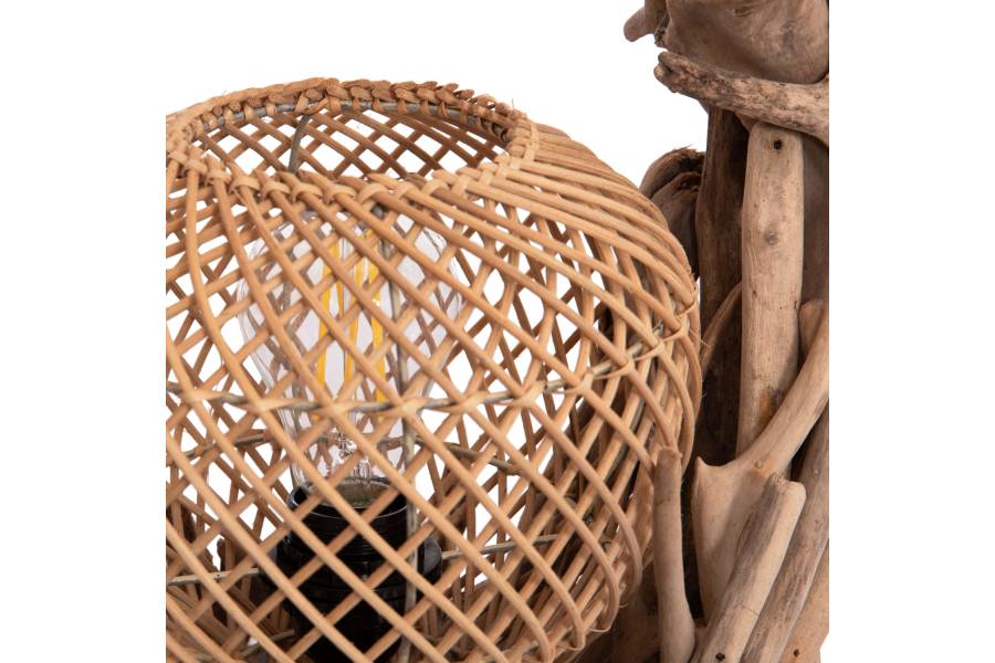ΕΠΙΤΡΑΠΕΖΙΟ ΔΙΑΚΟΣΜΗΤΙΚΟ ΦΩΤΙΣΤΙΚΟ ASHIN HM4438 DRIFTWOOD--RATTAN 30x30x49Υεκ.
