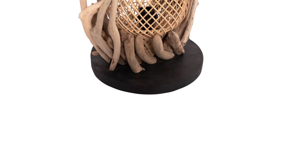 ΕΠΙΤΡΑΠΕΖΙΟ ΔΙΑΚΟΣΜΗΤΙΚΟ ΦΩΤΙΣΤΙΚΟ ASHIN HM4438 DRIFTWOOD--RATTAN 30x30x49Υεκ.