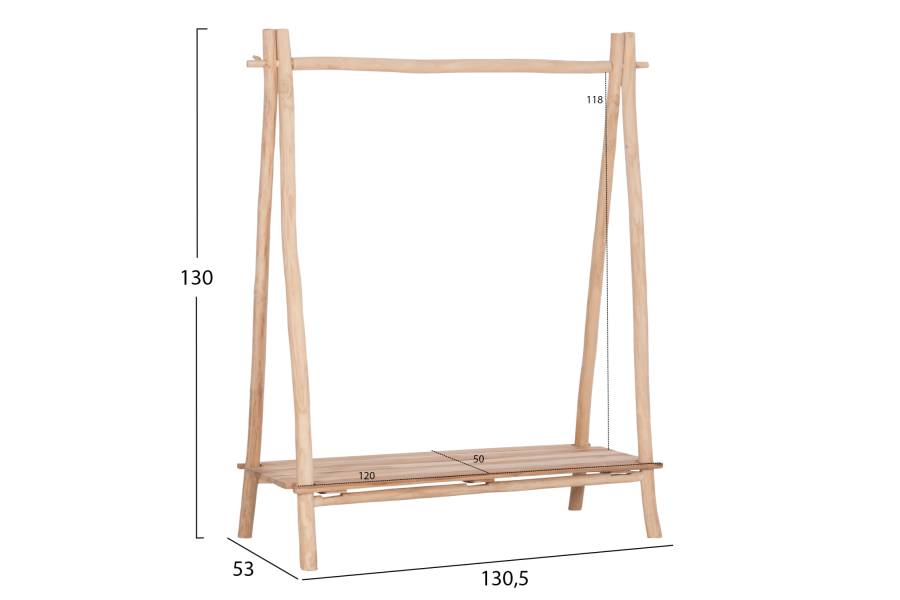 ΕΠΙΠΛΟ ΕΙΣΟΔΟΥ PERL HM9911 ΚΛΑΔΙΑ ΞΥΛΟΥ TEAK-ΦΥΣΙΚΟ 130,5x53x130Υεκ.