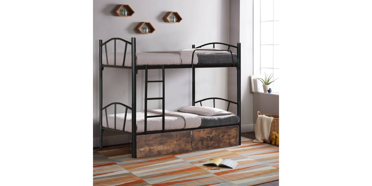 ΚΟΥΚΕΤΑ FLOOR HM21122 ΜΕΤΑΛΛΙΚΗ ΜΑΥΡΗ ΜΕ 2 ΕΠΙΔΑΠΕΔΙΑ ΣΥΡΤΑΡΙΑ ΚΑΦΕ 200x91,5x177,5Yεκ.