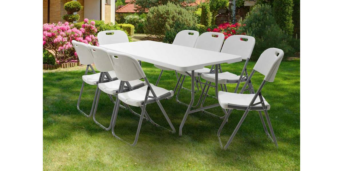 Τραπέζι catering Rodeo pakoworld πτυσσόμενο-βαλίτσα λευκό 183x76x74εκ