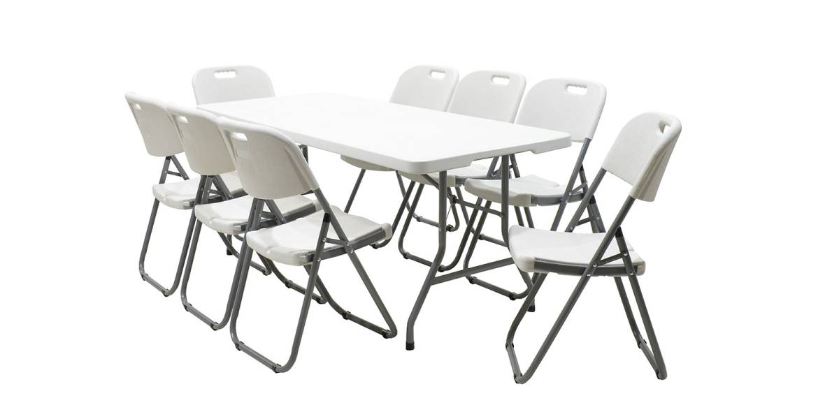 Τραπέζι catering Rodeo pakoworld πτυσσόμενο-βαλίτσα λευκό 183x76x74εκ