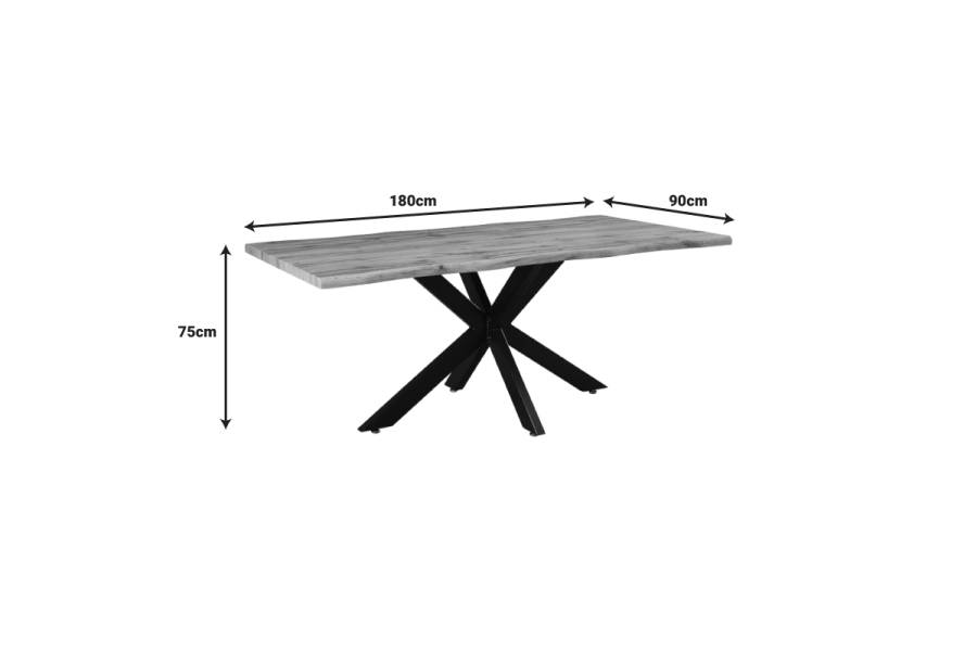 Tραπέζι Gilman pakoworld MDF sonoma-μαύρο 180x90x75εκ