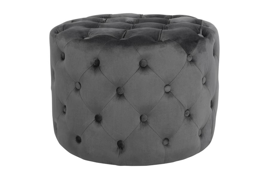 ΣΚΑΜΠΟ KASSIE ΓΚΡΙ ΒΕΛΟΥΔΟ ΤΥΠΟΥ CHESTERFIELD HM8406.01 Φ60x43Υ εκ.