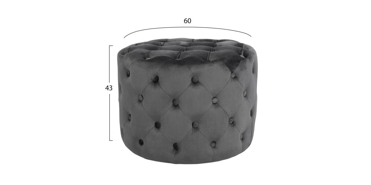 ΣΚΑΜΠΟ KASSIE ΓΚΡΙ ΒΕΛΟΥΔΟ ΤΥΠΟΥ CHESTERFIELD HM8406.01 Φ60x43Υ εκ.