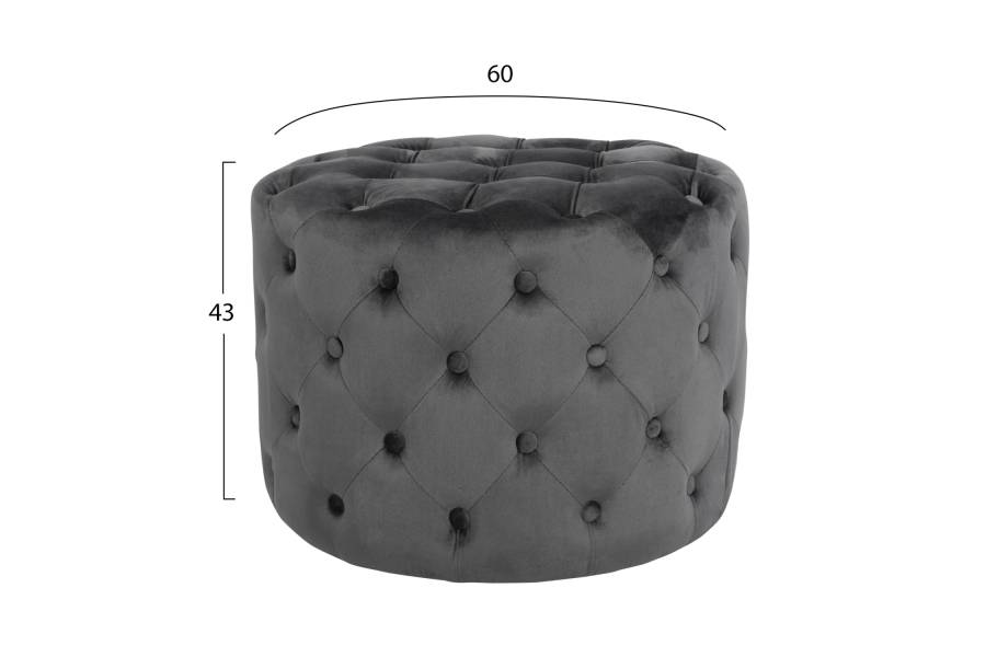 ΣΚΑΜΠΟ KASSIE ΓΚΡΙ ΒΕΛΟΥΔΟ ΤΥΠΟΥ CHESTERFIELD HM8406.01 Φ60x43Υ εκ.