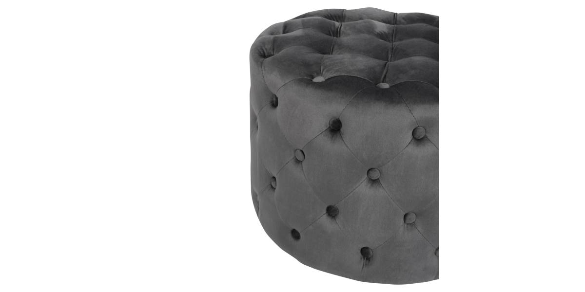 ΣΚΑΜΠΟ KASSIE ΓΚΡΙ ΒΕΛΟΥΔΟ ΤΥΠΟΥ CHESTERFIELD HM8406.01 Φ60x43Υ εκ.