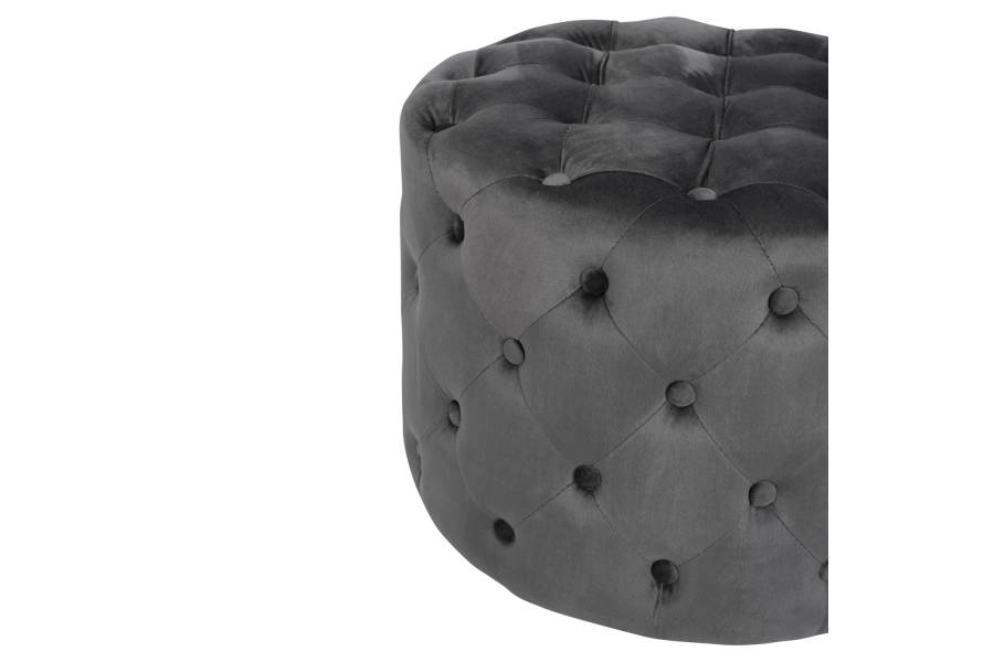 ΣΚΑΜΠΟ KASSIE ΓΚΡΙ ΒΕΛΟΥΔΟ ΤΥΠΟΥ CHESTERFIELD HM8406.01 Φ60x43Υ εκ.