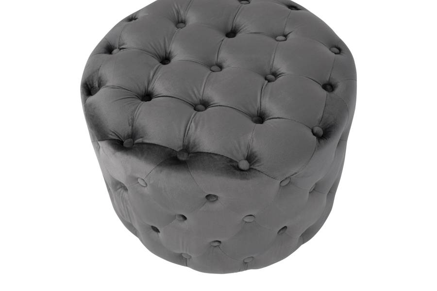 ΣΚΑΜΠΟ KASSIE ΓΚΡΙ ΒΕΛΟΥΔΟ ΤΥΠΟΥ CHESTERFIELD HM8406.01 Φ60x43Υ εκ.
