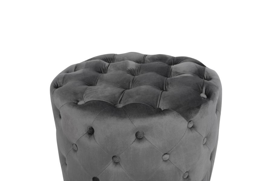 ΣΚΑΜΠΟ KASSIE ΓΚΡΙ ΒΕΛΟΥΔΟ ΤΥΠΟΥ CHESTERFIELD HM8406.01 Φ60x43Υ εκ.