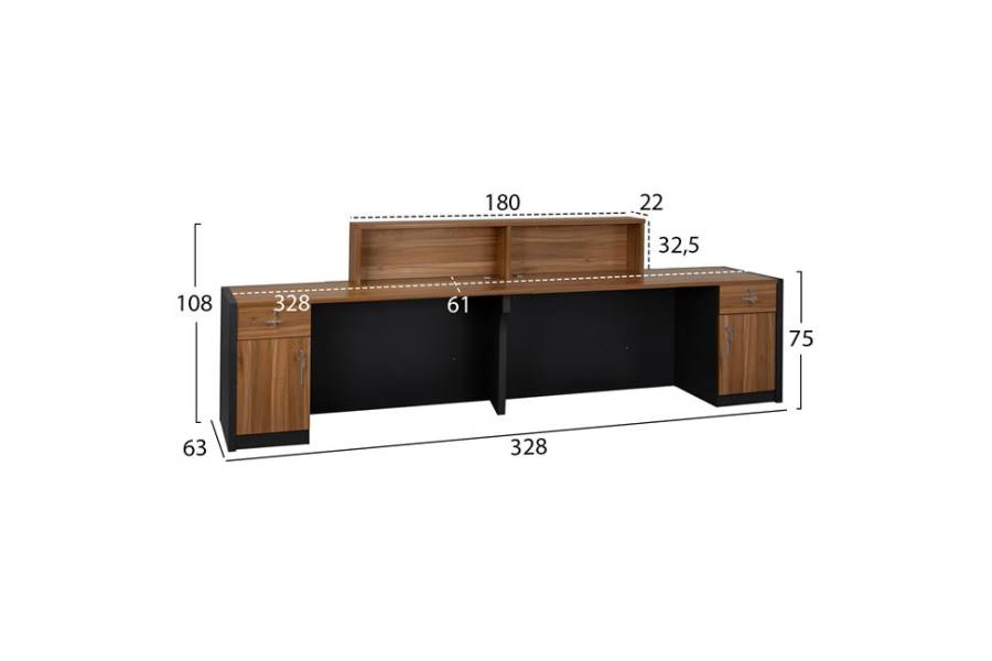 ΕΠΑΓΓΕΛΜΑΤΙΚΟ ΓΡΑΦΕΙΟ ΥΠΟΔΟΧΗΣ SUPREME 328X63X108 HM2359