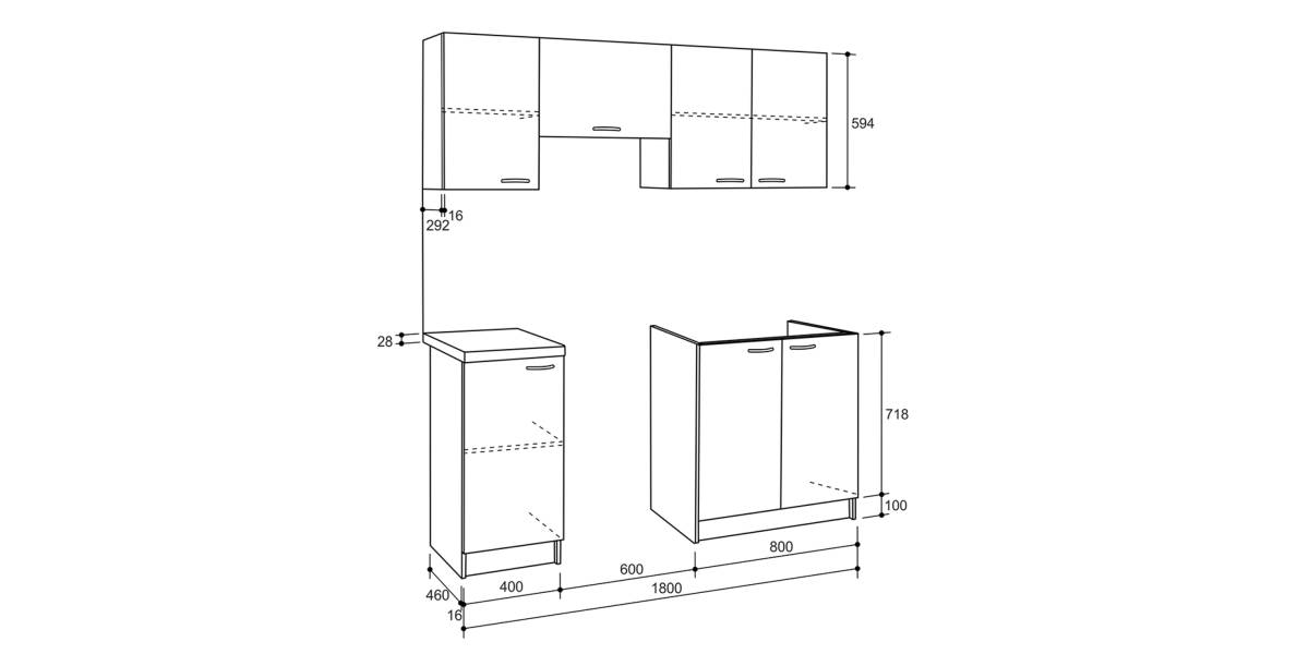 ΣΥΝΘΕΣΗ ΚΟΥΖΙΝΑΣ MAURICE ΜΕΛΑΜΙΝΗ SONAMA-ΛΕΥΚΟ HM2441 180x29,2-46εκ.