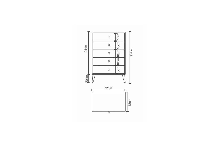 Συρταριέρα ArteLibre AMARI Λευκό Μοριοσανίδα 72x43x114cm