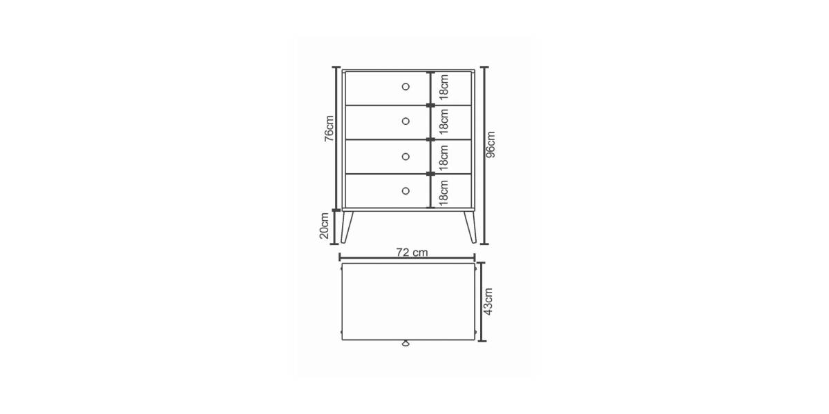 Συρταριέρα ArteLibre AMARI Δρυς Μοριοσανίδα 72x43x96cm