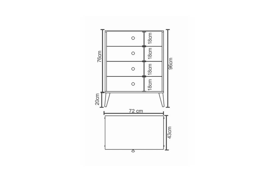 Συρταριέρα ArteLibre AMARI Δρυς Μοριοσανίδα 72x43x96cm