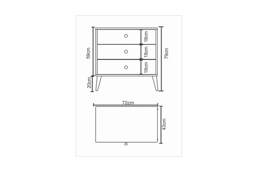 Συρταριέρα ArteLibre AMARI Δρυς/Λευκό Μοριοσανίδα 72x43x79cm