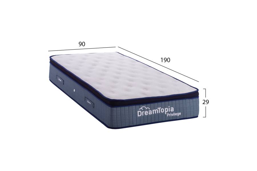 ΣΤΡΩΜΑ DREAMTOPIA, σειρά PRIVILEGE HM660.90 POCKET SPRING ΜΕ ΑΝΩΣΤΡΩΜΑ 90X190x29Υεκ.