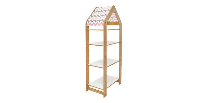 Ραφιέρα Montessori Zoilen II pakoworld φυσικό-λευκό-ροζ mdf 50x30x120εκ