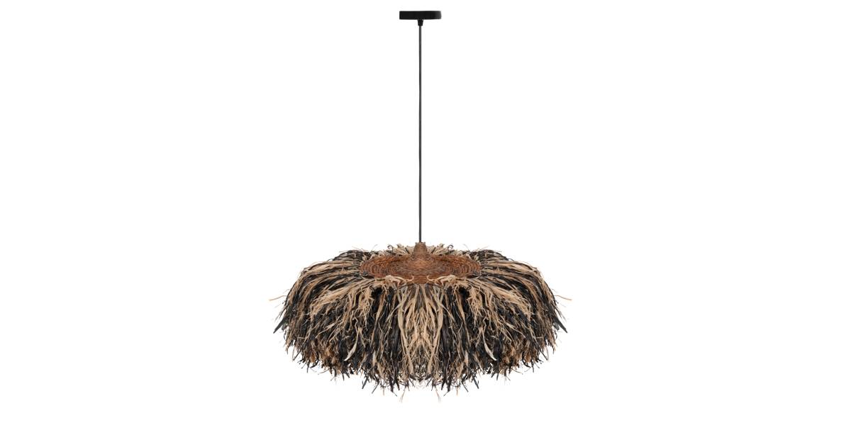 ΦΩΤΙΣΤΙΚΟ ΟΡΟΦΗΣ ORDEM HM4715 ΚΑΠΕΛΟ ΙΝΕΣ SISAL & ΜΠΑΝΑΝΑΣ-ΜΑΥΡΟ & ΦΥΣΙΚΟ Φ75εκ