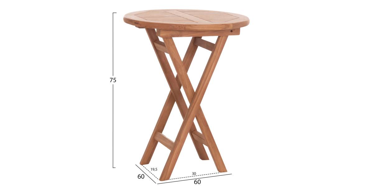 ΤΡΑΠΕΖΙ ΣΚΗΝΟΘΕΤΗ ΣΤΡΟΓΓΥΛΟ ERIS HM18119 ΞΥΛΟ TEAK--ΦΥΣΙΚΟ Φ60x75Υεκ.
