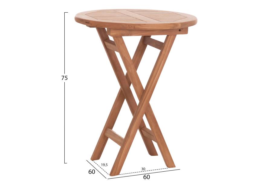 ΤΡΑΠΕΖΙ ΣΚΗΝΟΘΕΤΗ ΣΤΡΟΓΓΥΛΟ ERIS HM18119 ΞΥΛΟ TEAK--ΦΥΣΙΚΟ Φ60x75Υεκ.