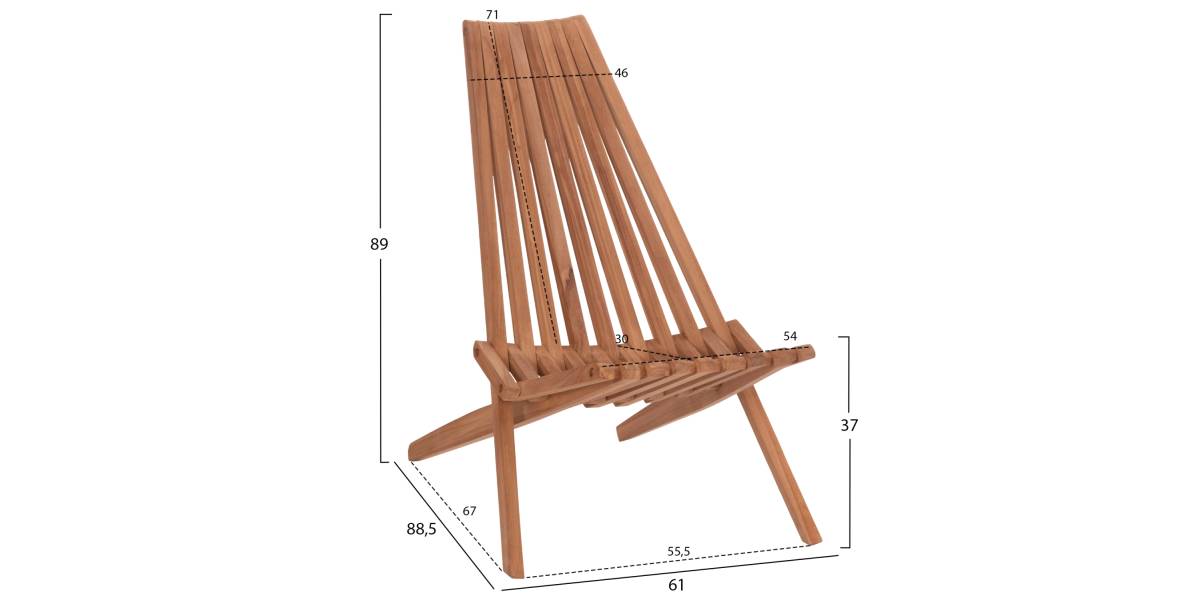 ΠΟΛΥΘΡΟΝΑ LOUNGE ΠΤΥΣΣΟΜΕΝΗ SHIGAO HM18112 ΞΥΛΟ TEAK--ΦΥΣΙΚΟ 61x88.5x89Υεκ.