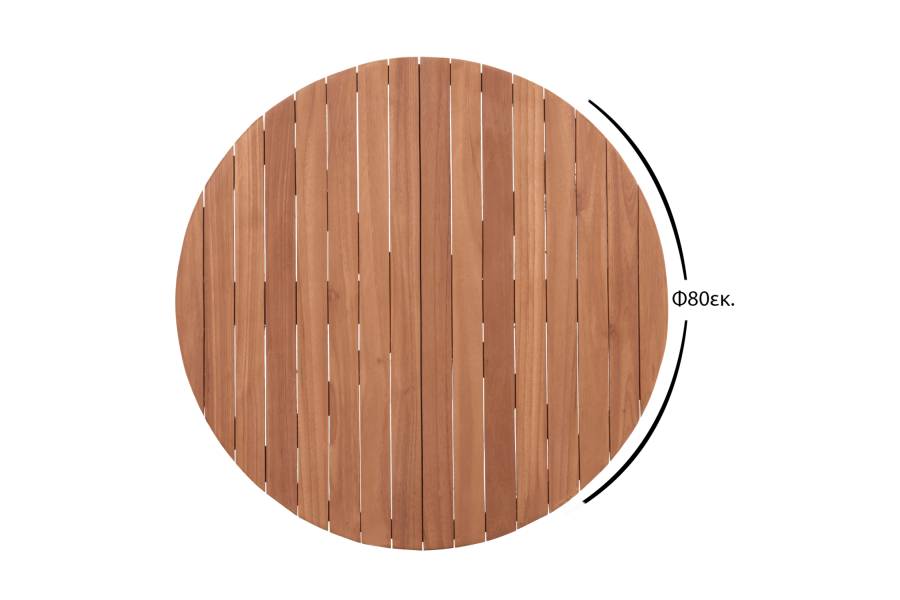 ΕΠΙΦΑΝΕΙΑ ΤΡΑΠΕΖΙΟΥ ΣΤΡΟΓΓΥΛΗ HM18134 ΞΥΛΟ TEAK--ΦΥΣΙΚΟ Φ80x4(πάχος)εκ.