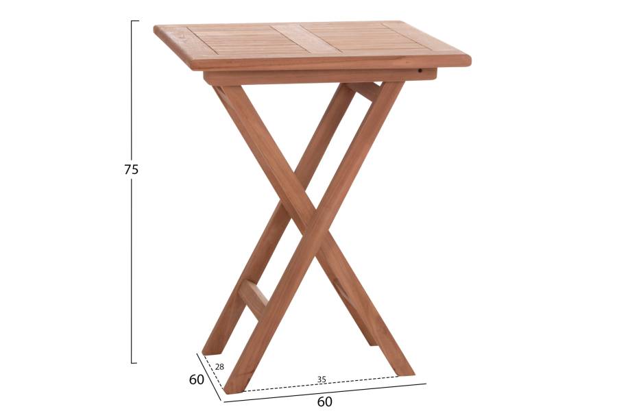ΤΡΑΠΕΖΙ ΣΚΗΝΟΘΕΤΗ ΤΕΤΡΑΓΩΝΟ ERIS HM18118 ΞΥΛΟ TEAK--ΦΥΣΙΚΟ 60x60x75Υεκ.