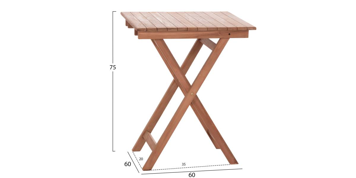ΤΡΑΠΕΖΙ ΣΚΗΝΟΘΕΤΗ ΤΕΤΡΑΓΩΝΟ HEIDEL HM18121 ΞΥΛΟ TEAK--ΦΥΣΙΚΟ 60x60x75Υεκ.