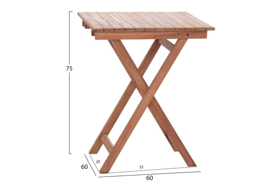 ΤΡΑΠΕΖΙ ΣΚΗΝΟΘΕΤΗ ΤΕΤΡΑΓΩΝΟ HEIDEL HM18121 ΞΥΛΟ TEAK--ΦΥΣΙΚΟ 60x60x75Υεκ.