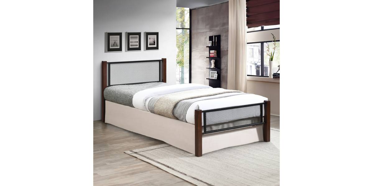 ΚΡΕΒΑΤΙ ΜΟΝΟ RAYVEN HM689 ΞΥΛΟ ΣΕ DIRTY OAK-ΜΕΤΑΛΛΟ ΣΕ ΜΑΥΡΟ--ΓΙΑ 90x190εκ