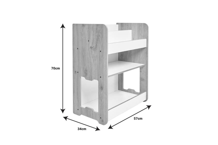 Ραφιέρα Seagull pakoworld φυσικό-λευκό mdf 57x34x70εκ