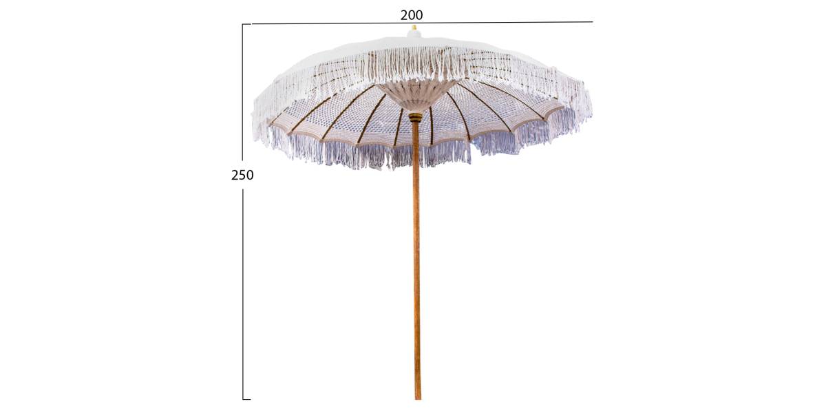 ΟΜΠΡΕΛΑ ΜΠΑΛΙΝΕΖΙΚΗ ΜΑΚΡΑΜΕ ΜΠΕΖ ΞΥΛO TEAK Φ200X250εκ. HM6035.01