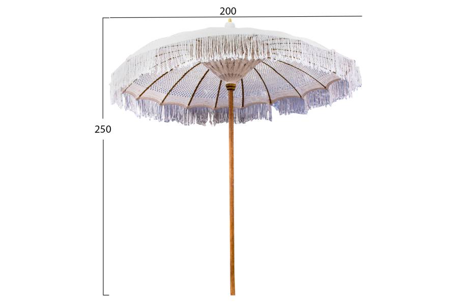 ΟΜΠΡΕΛΑ ΜΠΑΛΙΝΕΖΙΚΗ ΜΑΚΡΑΜΕ ΜΠΕΖ ΞΥΛO TEAK Φ200X250εκ. HM6035.01