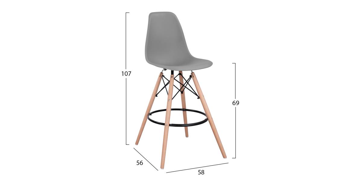 ΣΚΑΜΠΟ ΜΠΑΡ RENATA HM0173.10 ΓΚΡΙ 58x56x107Υ εκ.