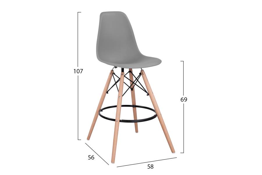 ΣΚΑΜΠΟ ΜΠΑΡ RENATA HM0173.10 ΓΚΡΙ 58x56x107Υ εκ.
