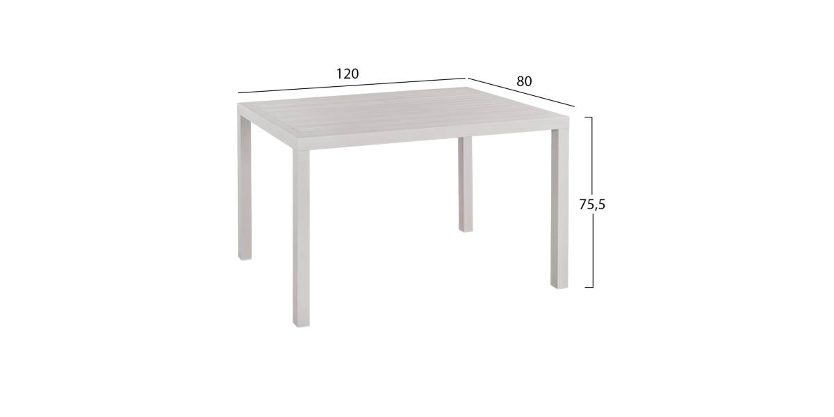 ΤΡΑΠΕΖΙ ΑΛΟΥΜΙΝΙΟΥ SAHIRA ΣΕ ΛΕΥΚΗ ΑΠΟΧΡΩΣΗ 120Χ80X75,5Υεκ. HM5570.01
